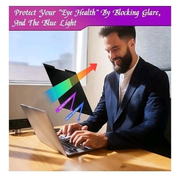 Magnetic Laptop Privacy Screen 16 Inch 16:10 Ratio  Removable Anti-glare Blue Li - Picture 7 of 11